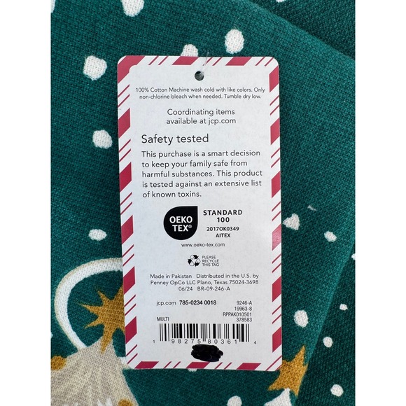 North Pole Trading Co Set of 2 Christmas Kitchen Towels Green Trees Stars NWT - Picture 5 of 5